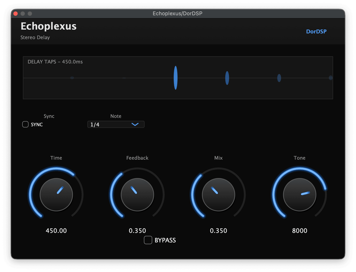 DorDSP Delay (Echoplexus) plugin interface