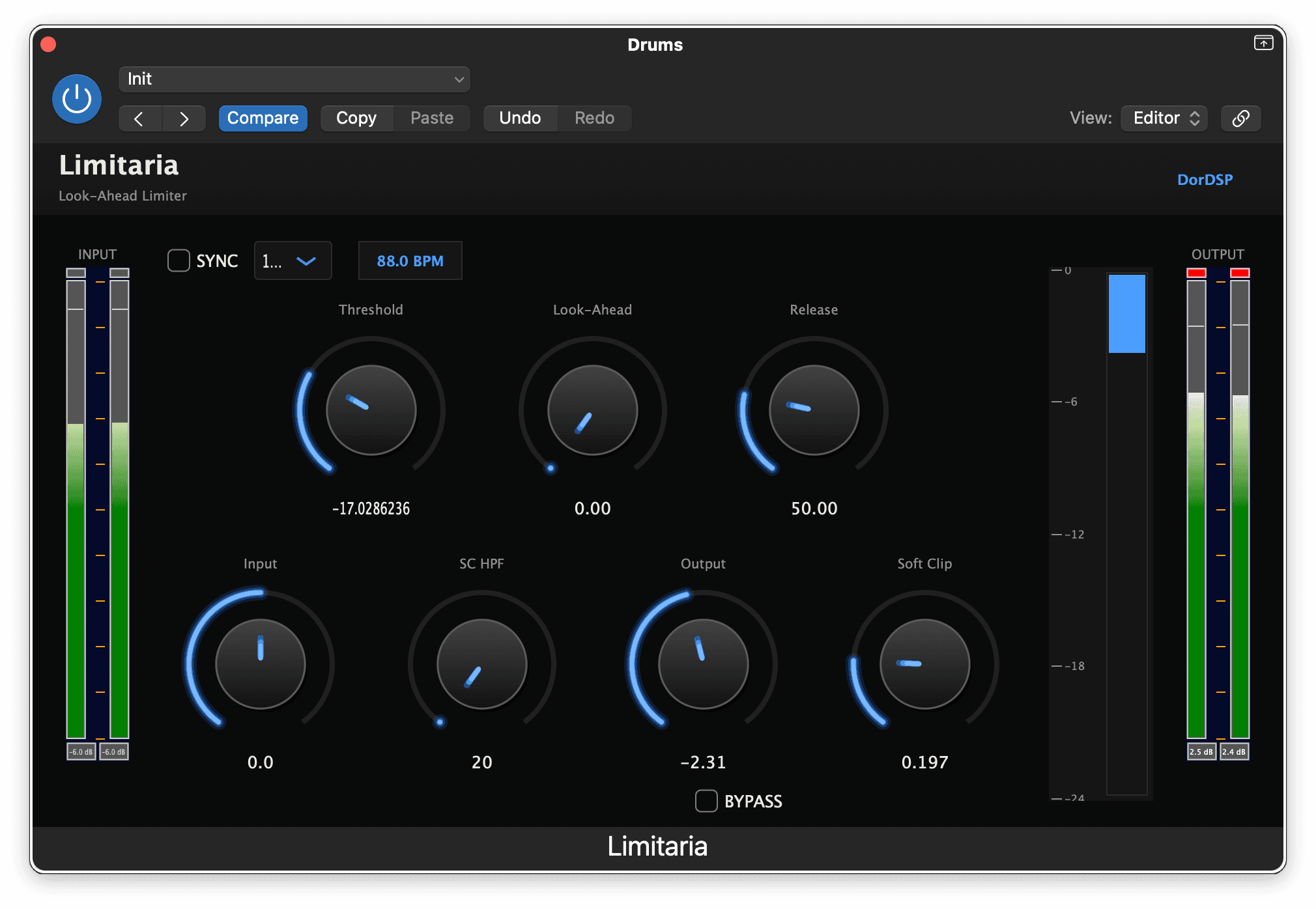 DorDSP Limiter (Limitaria) plugin interface
